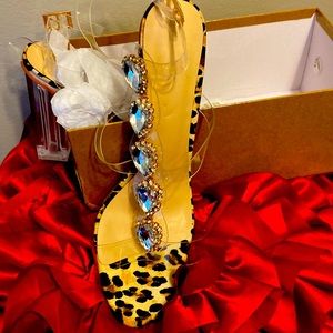 Leopard Jeweled Clear Dress Shoe